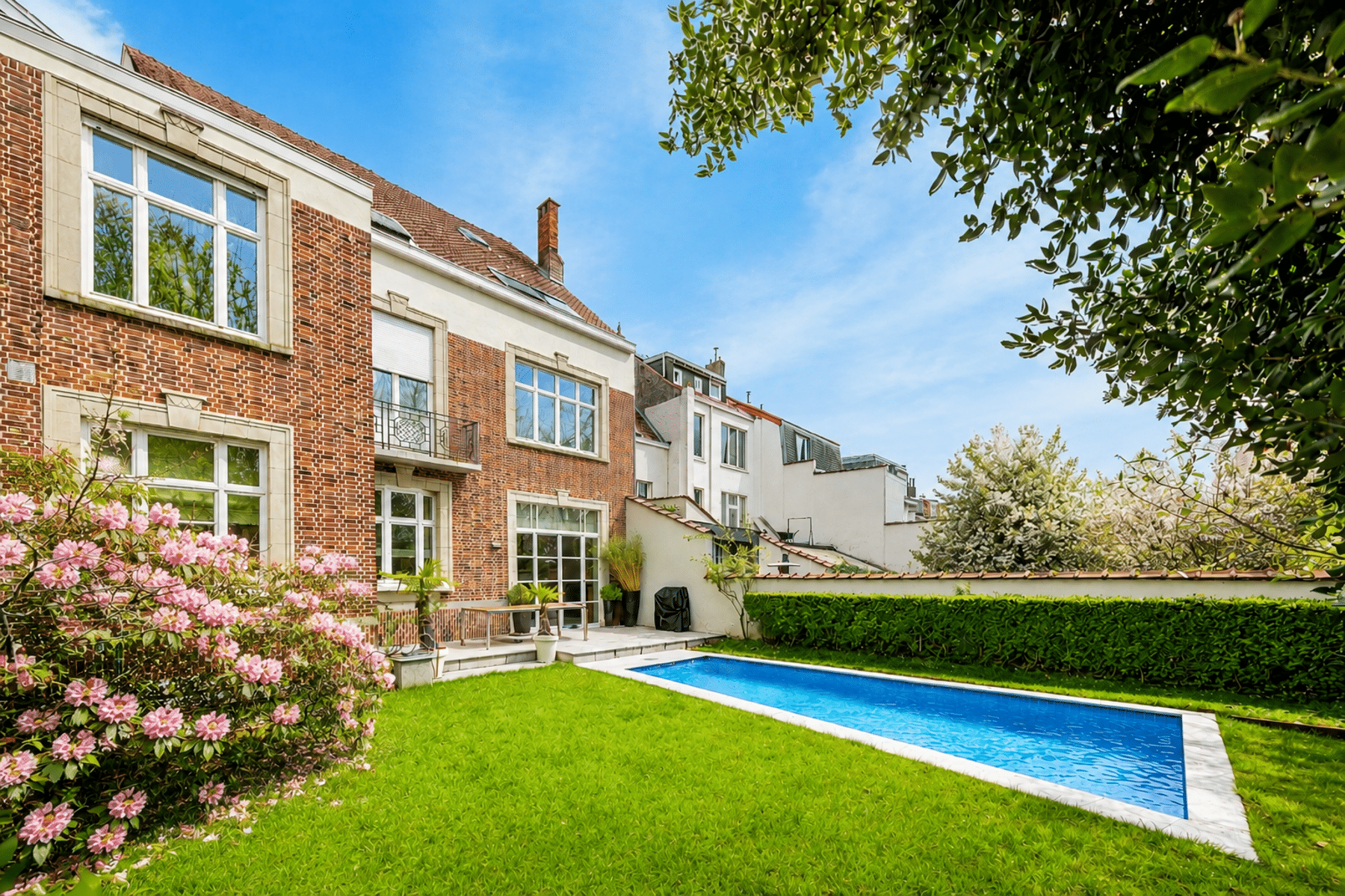 Luxury brick home with garden, terrace, and pool   Exceptional 6-bedroom home with pool  Uccle